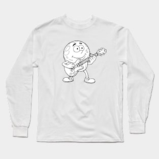 Earth Cartoon Playing Guitar Long Sleeve T-Shirt